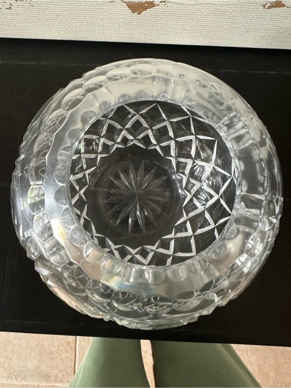 Clear Cut Glass crystal rose Bowl - approx 5”x5”